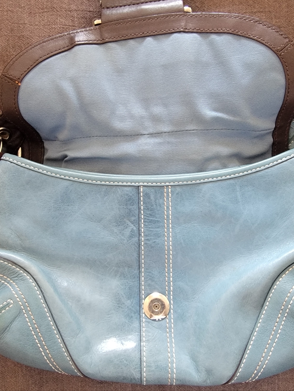 Coach Blue And Brown Shoulder Bag - Picture 4 of 5